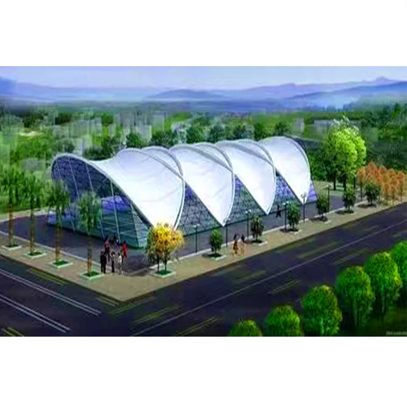 Outdoor PDVF roof cover tennis court tent canopy sport sun shade fabric roof tensile steel membrane structure canopy for stadium