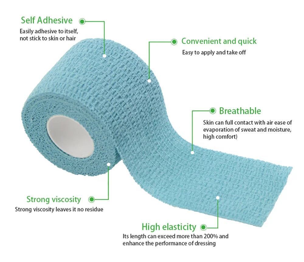 Hand Tear Cotton Cohesive Bandage Elastic Adhesive Bandage Breathable Protector Customized Size
