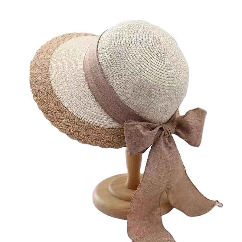Wholesale Fashion Large Brim Wide Brim Straw Floppy Hats with ribbon