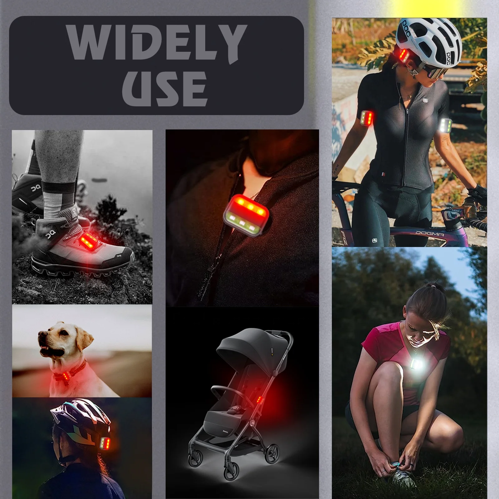 UMIONE Reflective USB Rechargeable LED Light Running Reflector Clip Light Outdoor Warning Light