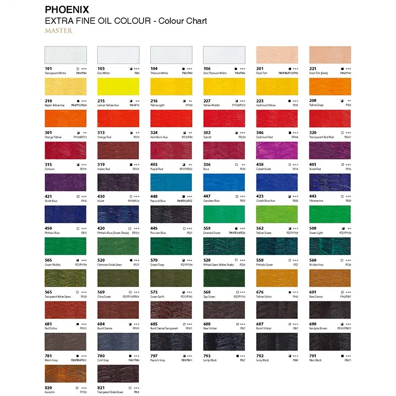 Phoenix Premium Quality Master 40 ml 120pcs Smooth Aluminum Tube Artist Art Oil Paint