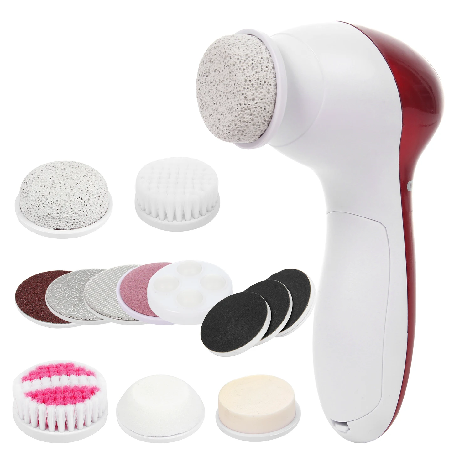 
12 in 1 multifunction sonic mini facial cleansing brush with sponge Rotating head face clean 