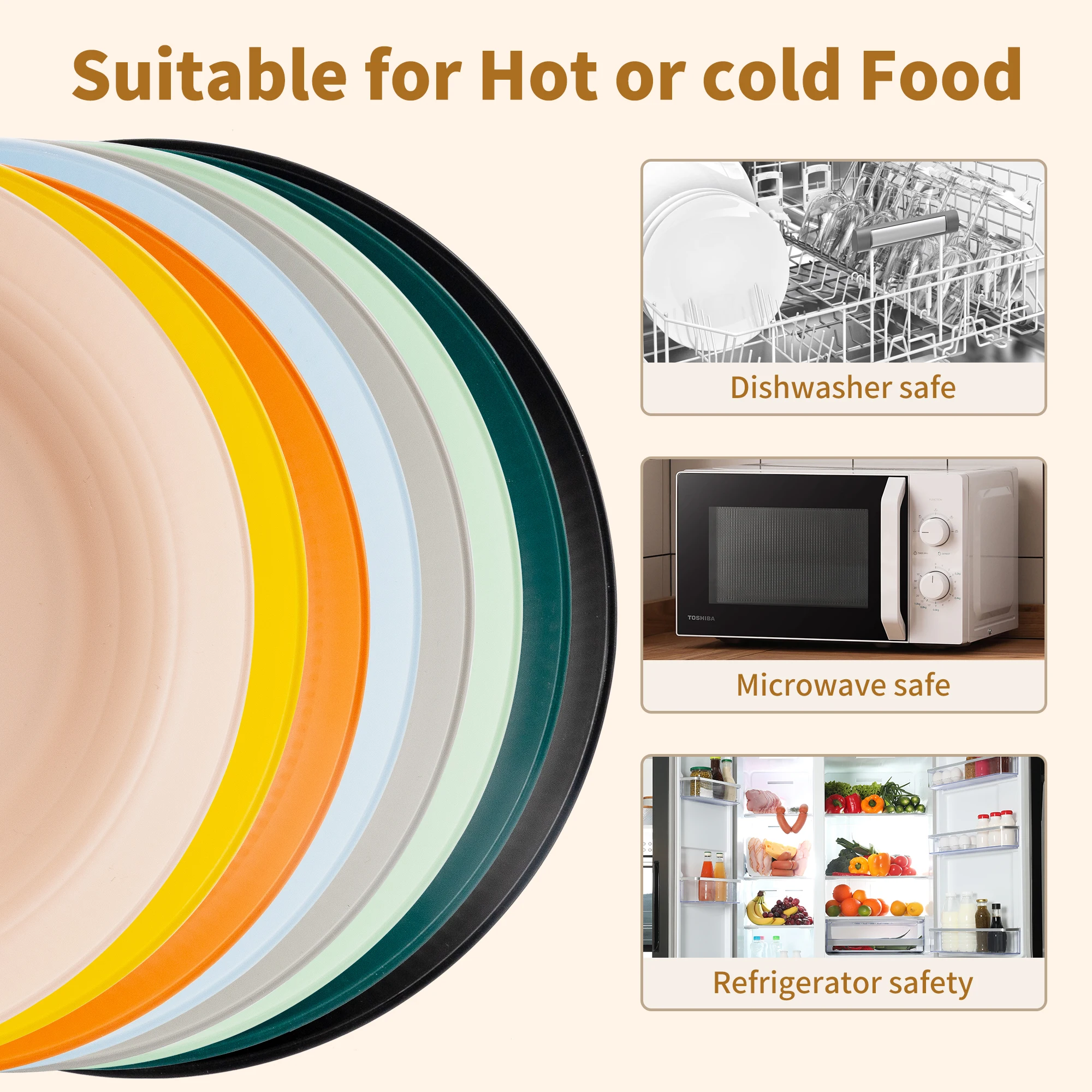 16 pcs Colorful Tableware Set Reusable Plastic Cups Plates Bowls PP Material Durable Dinnerware Set