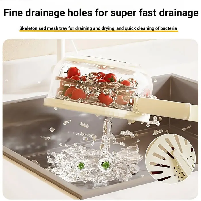 Plastic Drain Basket with Lid Handle Fresh Fruit and Vegetable Storage Containers for Washing and Drain Colanders