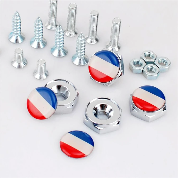 Customized Aluminum Alloy Metal 8mm Country Flag Logo Car License Plate Bolt