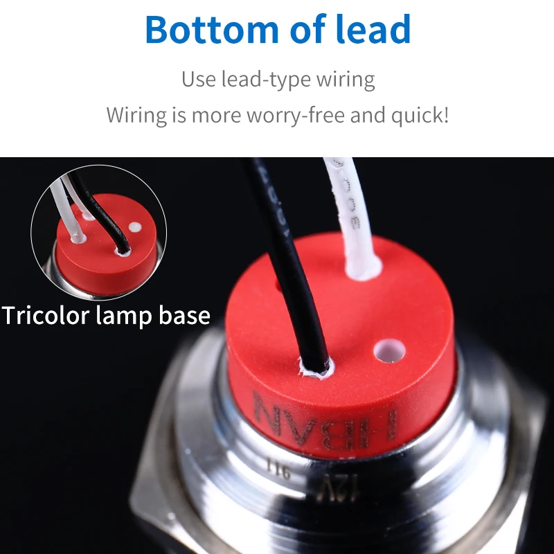 HBAN 16mm Led Pilot Indicator Light Rgb Stainless Steel Ip67 Waterproof Signal Lamp Panel Mount Pilot Light Led Indicator