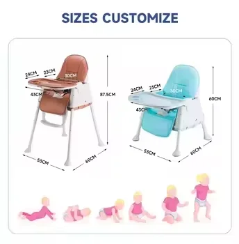 Height Adjustable Baby High Chair 3 in 1 Dining Backrest Removable Tray with Belt Portable Feeding Baby High Chair