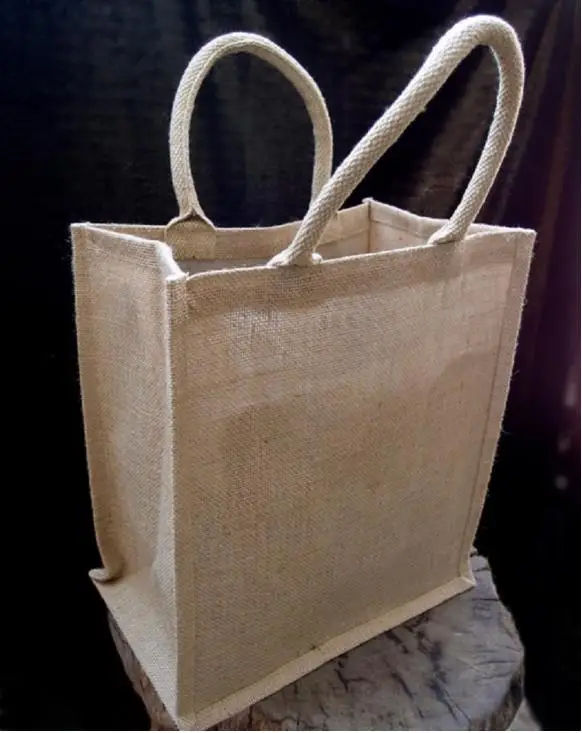 Reusable Jute Wine Carrier Natural Jute Burlap 6 Bottle Wine Tote Bag