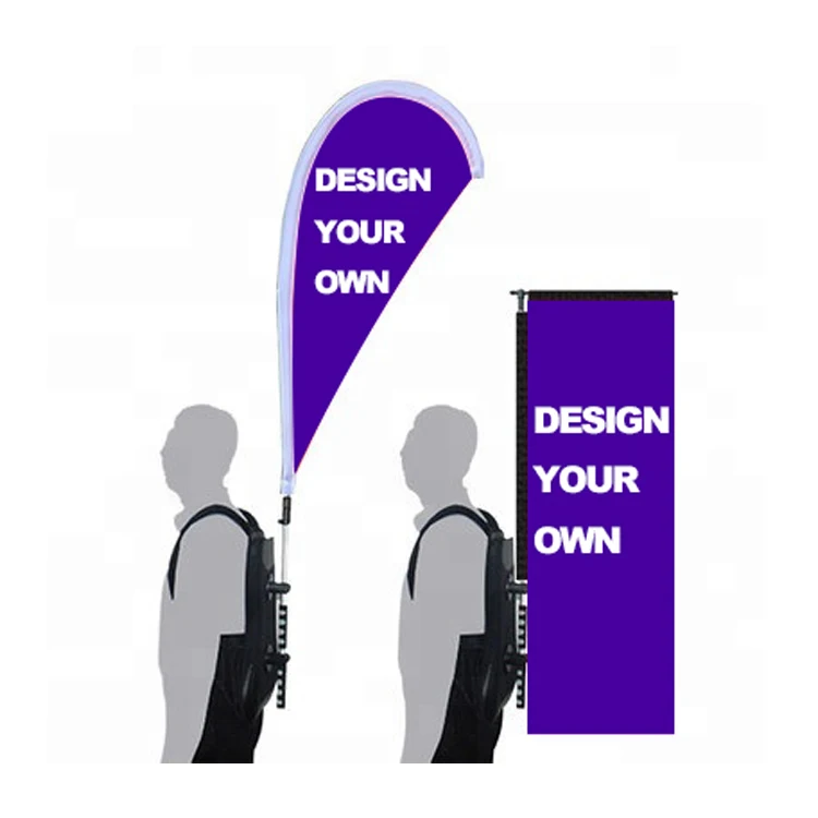 Wholesale Backpack Flag Pole Kit Advertising Teardrop Feather X Shaped Custom Printed Double Sided Backpack Flag Banner