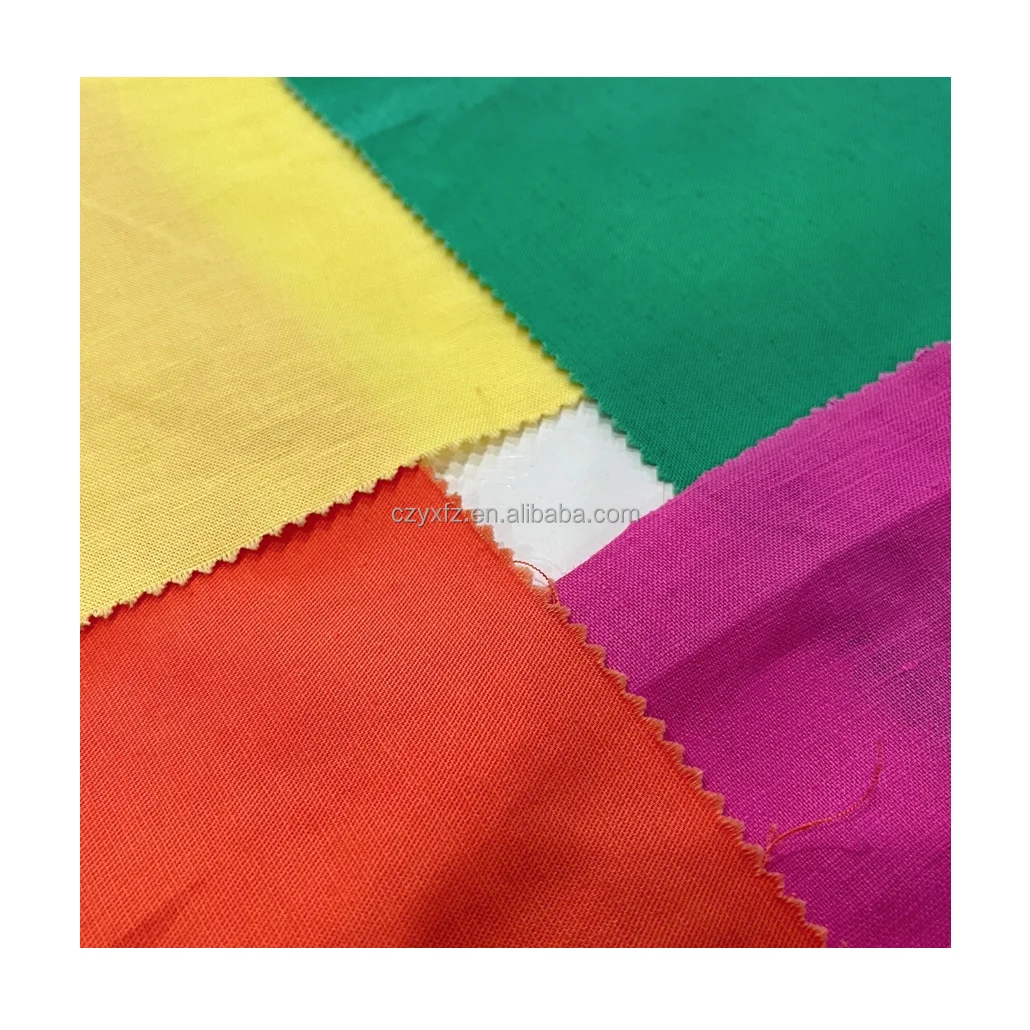 Plain color breathable stone washed woven organic cotton linen fabric wholesale for clothing