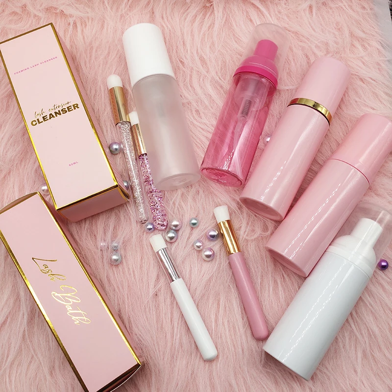 wholesale foam bottle for eyelash shampoo with bottle private label and foaming brushes kit