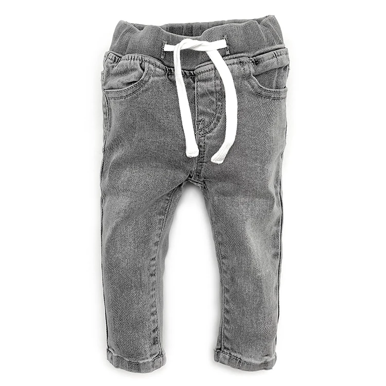 Custom baby jeans super soft stretchy mid-high rise pencil pants for kids elastic waistband children jeans