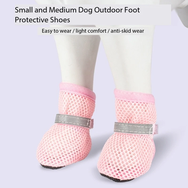 Pet Mesh Breathable Reflective Non-Slip Wear-Resistant Shoes for Small and Medium Dogs