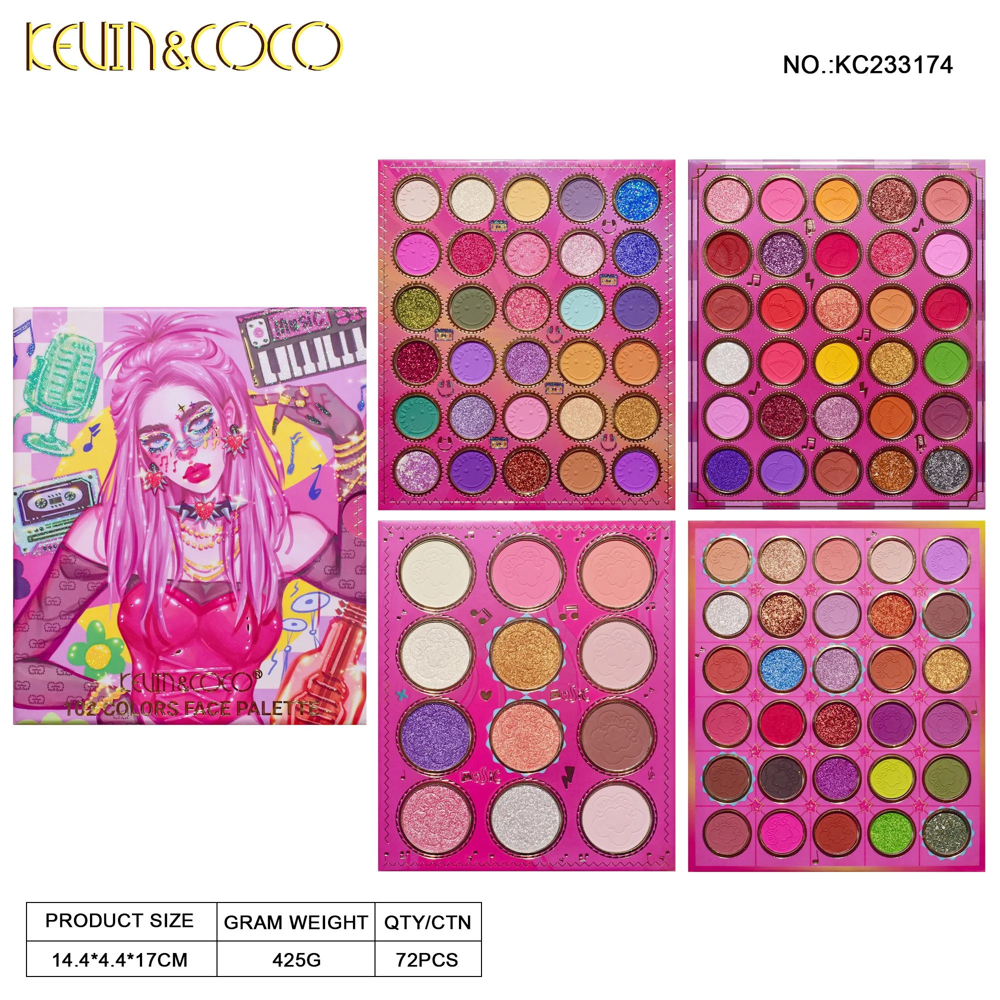 2023 Kevin Coco New Arrival all in 1 Cool Girl palette lipgloss  Long Lasting high pigment eyeshadow  sombra de ojos