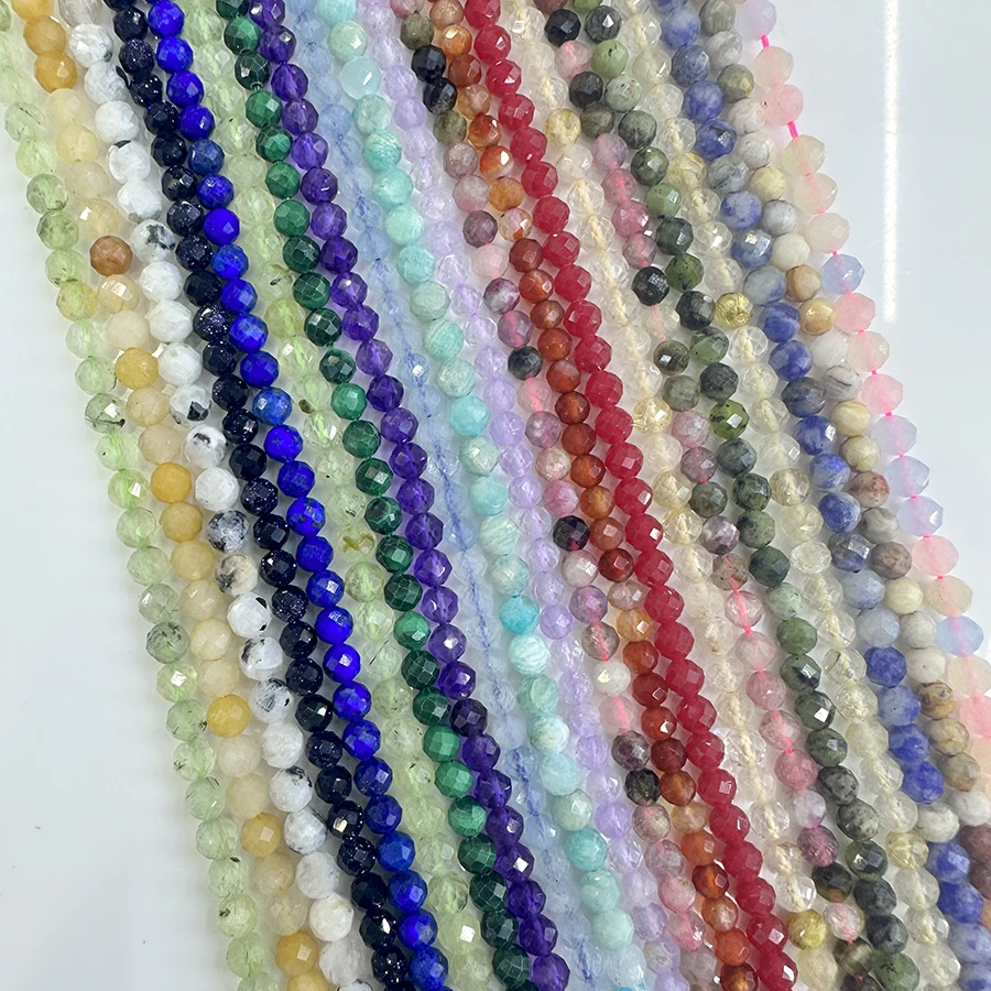 Custom Natural Stone Faceted Loose Beads Crystal Gemstone Amethyst Rose Quartz Lapis Red Agate Loose Beads for Jewelry Making