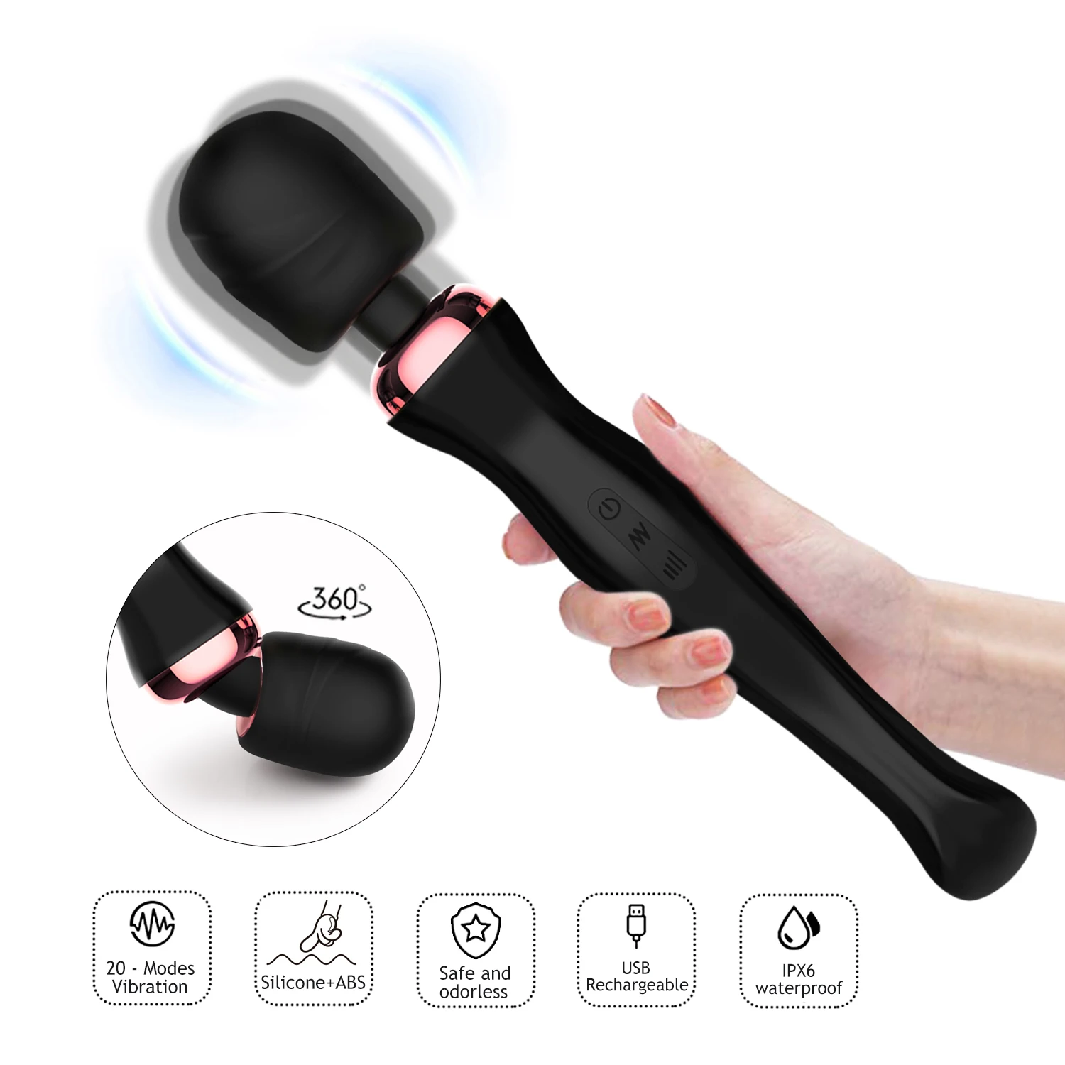 8 Speeds 20 Modes Usb Rechargeable Sex Masaj Japon Handheld Cordless Waterproof Portable Powerful Massager Vibrator