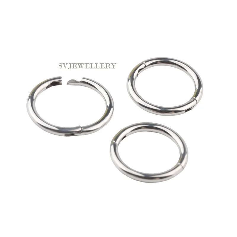 Silver Ear Piercing F136 Titanium Oval Hinged Segment Clicker Ring Silver Ear Bone Pin Earrings Minimalist Ear Piercing