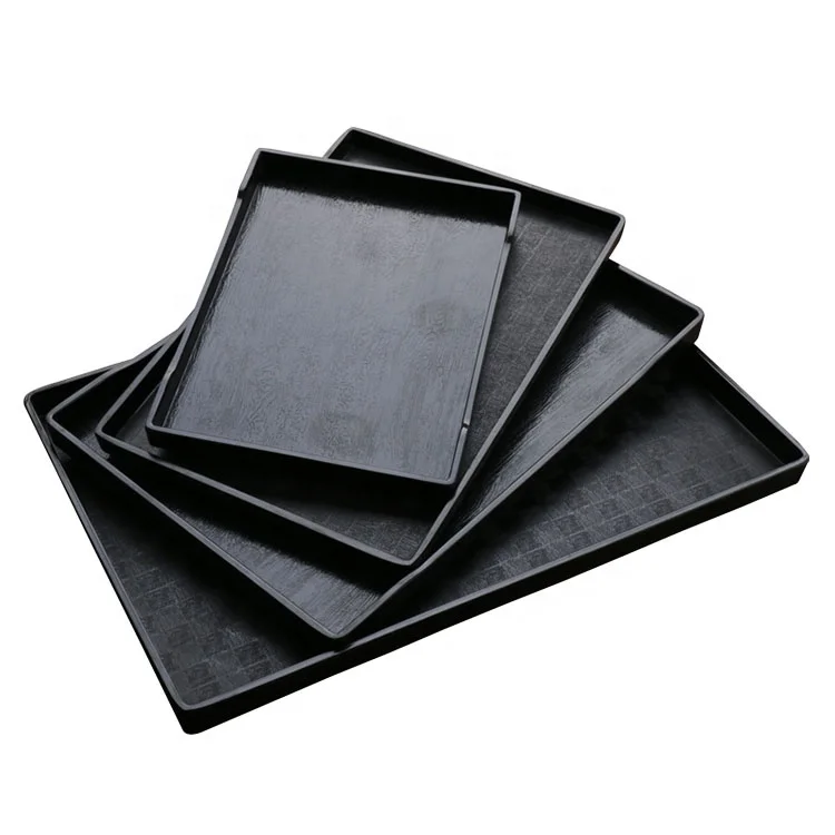 Wholesales Rectangle Plastic Buffet Plate Hot Pot Plate Melamine Hotel Service Tray