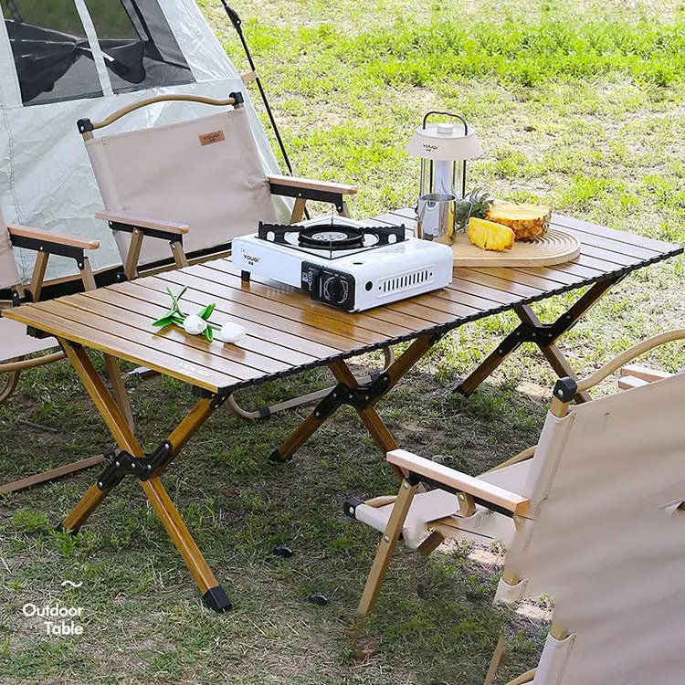 Factory Wholesale OEM ODM Multiple people large Roll Top outdoor aluminum alloy Camping Picnic Stability  Table