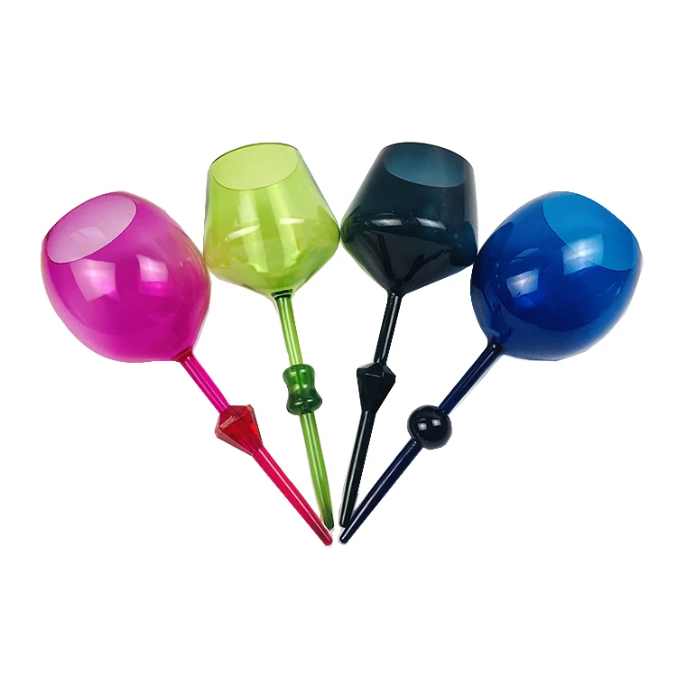 Outdoor 350ml portable beach long stemmed floating plastic wine glass