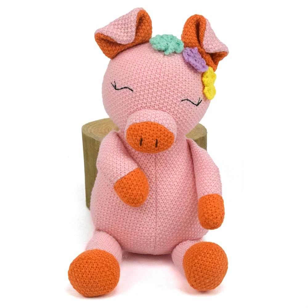 New Fabric Stuffed Animal Toy Dolls Horse Elephant Deer Bunny Bear Pig Animal Crochet Woven Doll