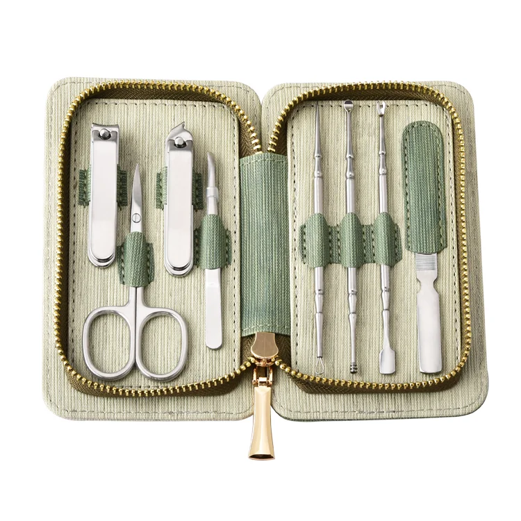 Support customized logo 8 In 1 Stainless Steel nail clipper Set Grooming kit Manicure Set Travel Luxury Manicure