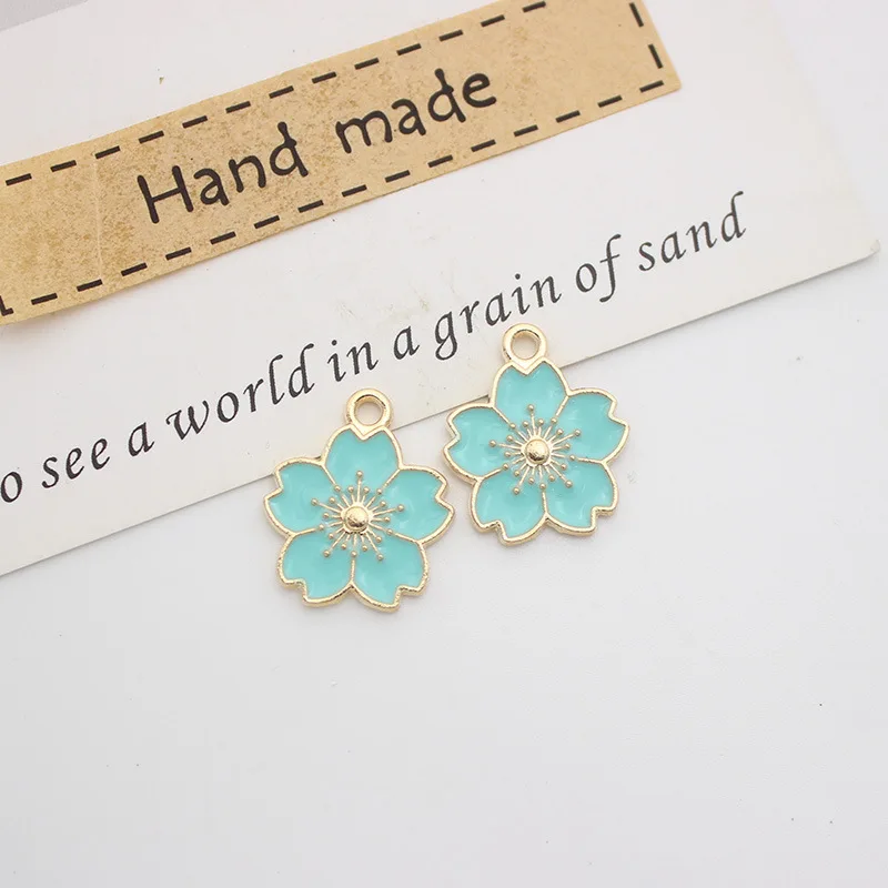 DIY drip alloy  five-petal flower pendant earrings bracelet necklace jewelry pendant flower key Buckle accessories