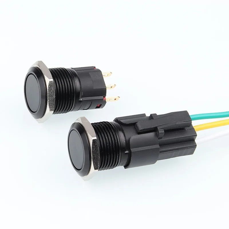 Водонепроницаемый металлический переключатель, без светодиода, черная поверхность ключа, материал алюминиевого корпуса, взрывозащищенный переключатель 16 мм