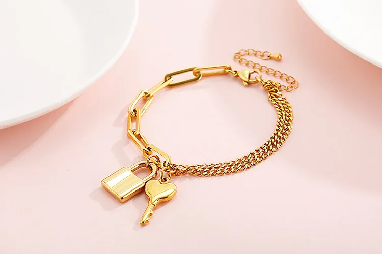 Aizhilin brazalete новый простой Титановый стальной толстый брелок креативный замок темпераментный богемный браслет для