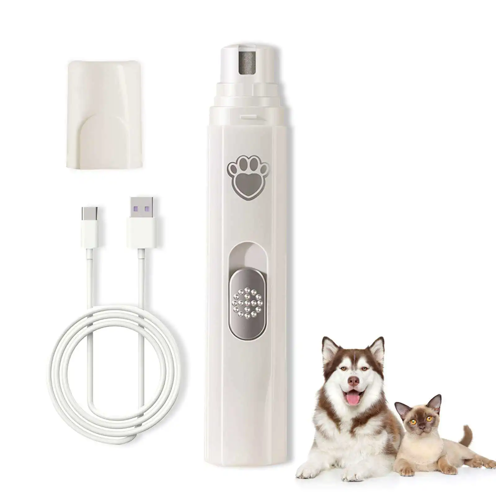 2024 USB Dog Nail Grinder and Trimmer - Cordless & Rechargeable Pet Grooming Tool Made of Durable Plastic