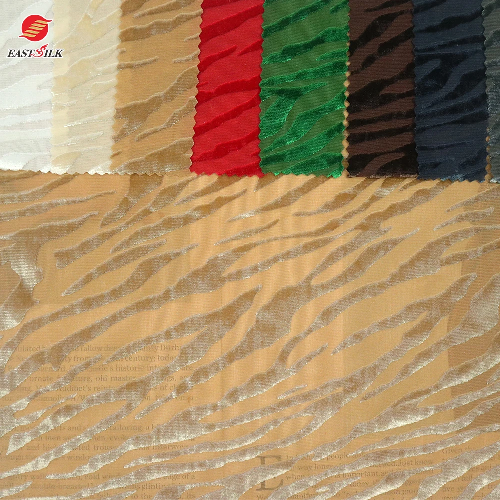 Manufacture cloth material polyester nylon stretch velboa velvet fabrics luxury burnout velvet fabric for dresses