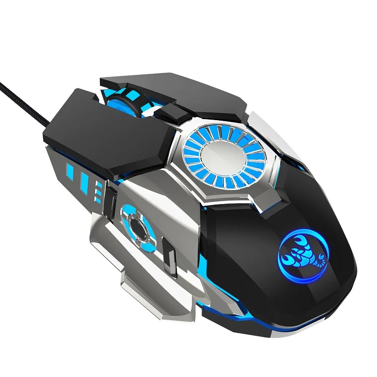 Wholesale Fan Cooling 6D 6400DPI 7 Color RGB Gaming Mouse Mechanical Mouse Gamer Wired Mouse