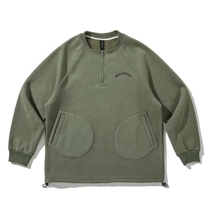 Apparel processing services Custom screen printing logo American euro size fleece cotton half zipper sweatshirt mens