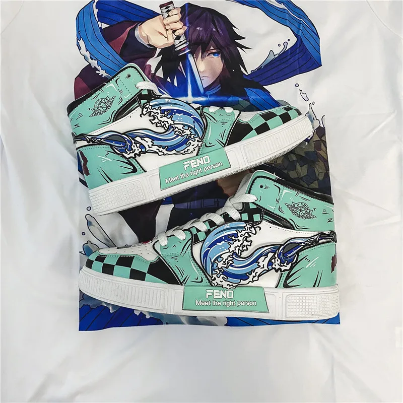 Wholesale High Top Ankle Sport Men Casual Shoes Skateboard Luxury Brand Anime