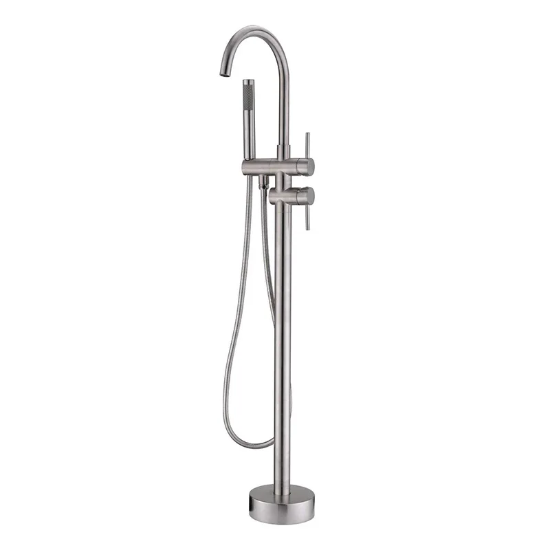 Brass Tub Filler Tub Shower Faucet Floor Mount Freestanding Bathtub Faucet