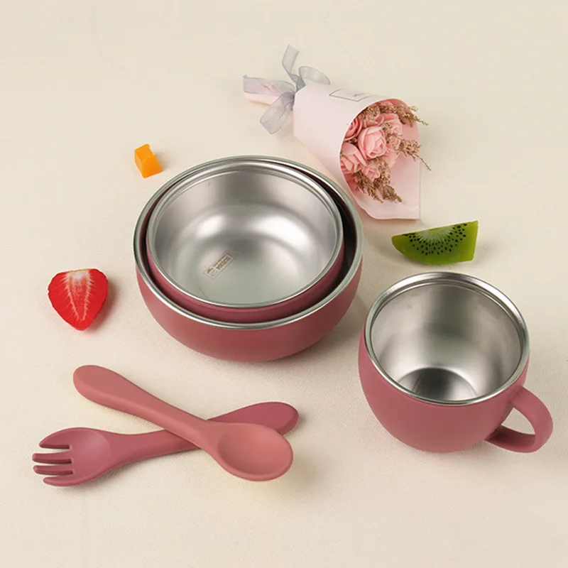Baby food grade BPA free using Safe Silicone lunch Plate Cute Children Dishes Kids Feeding Bowls Fits with cutlery bowl