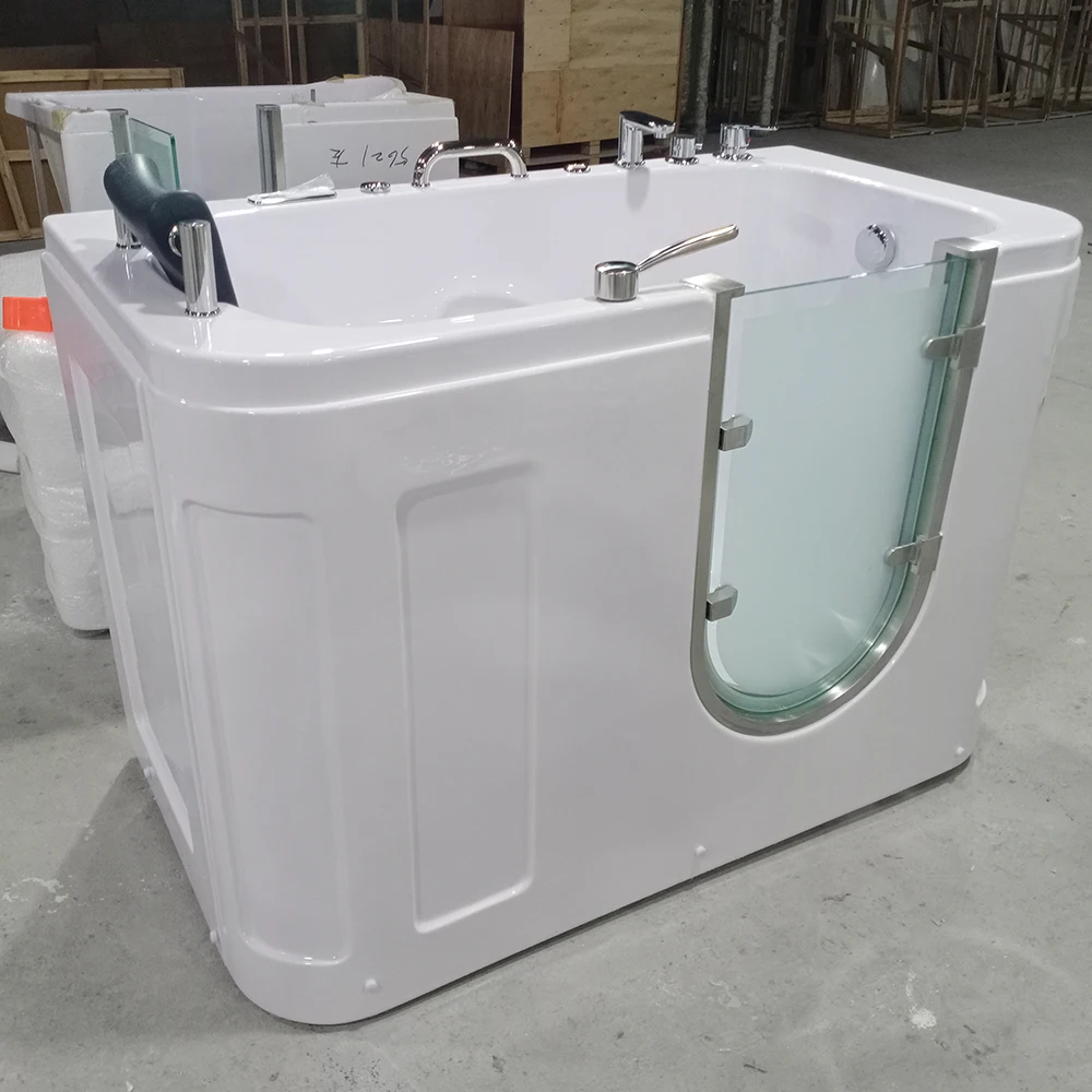 Disable elderly man open door easy walk in bath tub whirlpool bathtub for old people