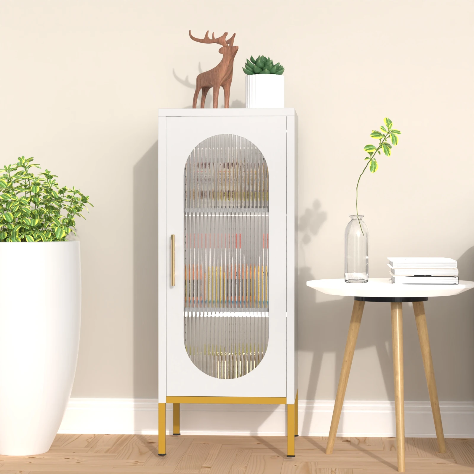 Wholesale modern living room one arched glass door small steel accent cabinet