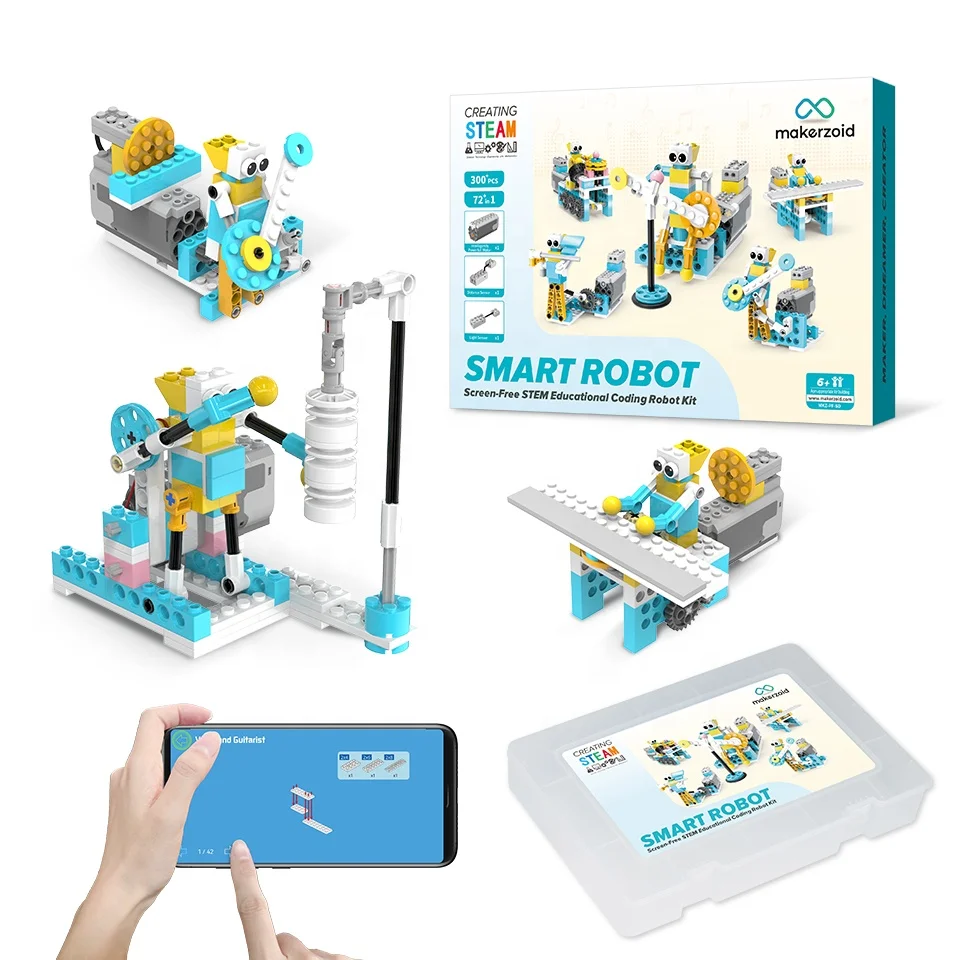 Makerzoid Smart Robot 72-in-1 STEM Educational Building Blocks Logical Training Kit DIY Toys, Birthday Gift for kids Ages 6+