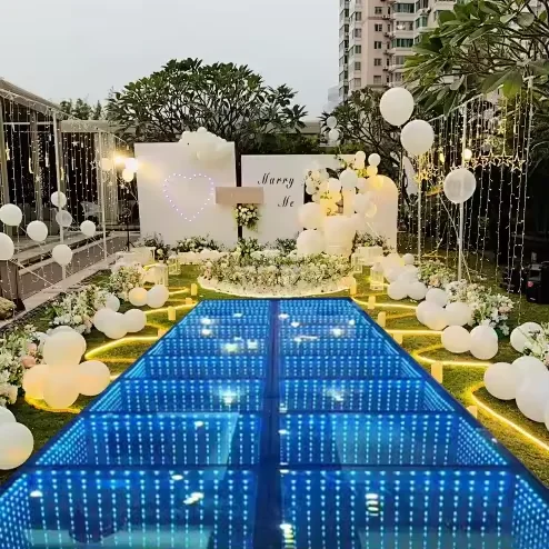 Most Popular Dance Floor Pvc Vinyl white  4 Fttile Dance Floor top Led Wedding Stage black Stage Dance Floormatte White Best