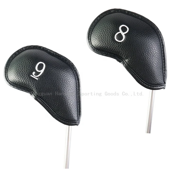 PU Leather protect Black Golf club headcovers iron cover Litchi grain lron covers ANNIU 12pcs/set