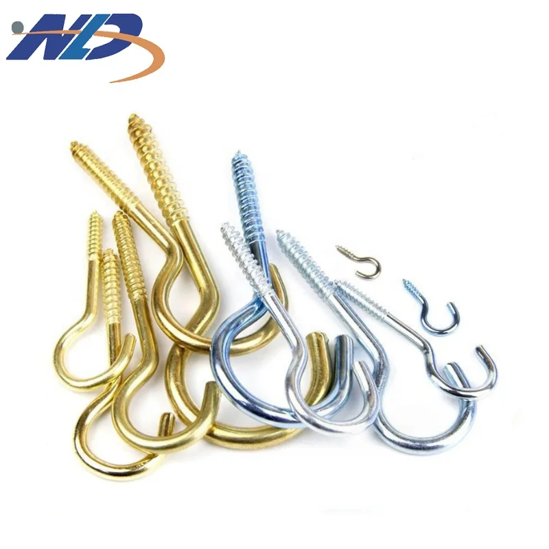 NLD Wholesale High Quality Carbon Steel Iron Silver Yellow Zinc Self Tapping Hook Pin Eye Screw
