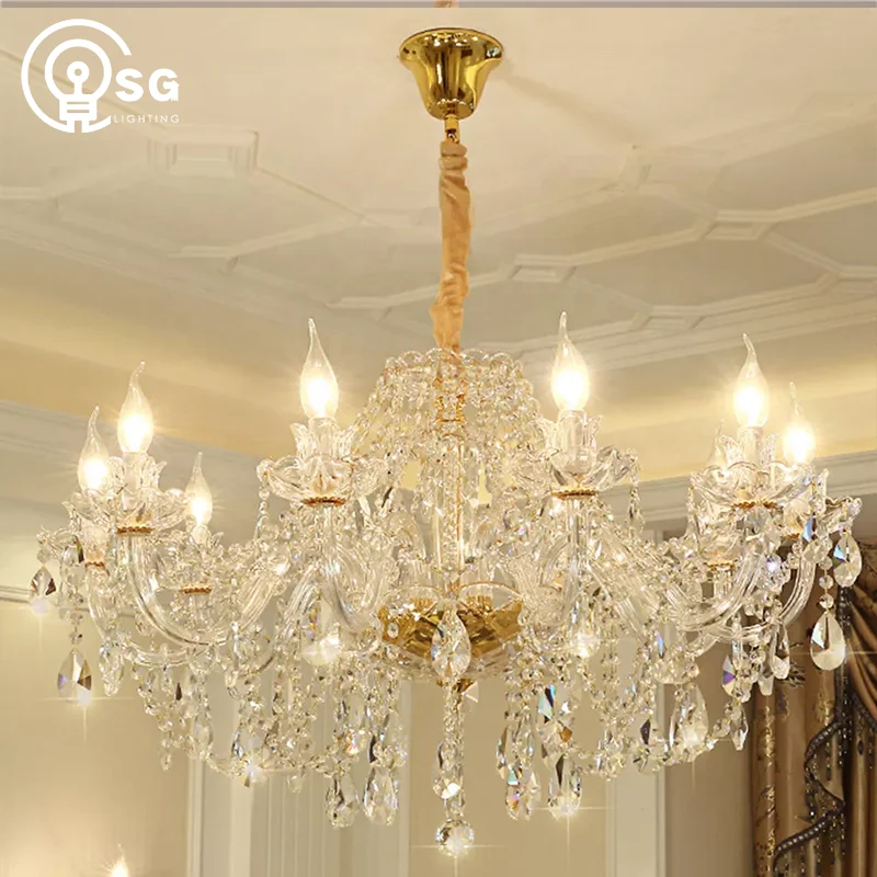 SG Custom murano glass led lights lighting chandelier high dining room luxury large modern maria theresa crystal chandelier