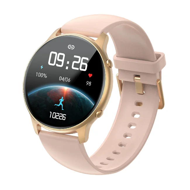 Женские наручные часы DINGFENG LW36, круглые часы Reloj Inteligente для фитнеса, для мужчин, монитор сердечного ритма, с логотипом на заказ, женские часы, розовые