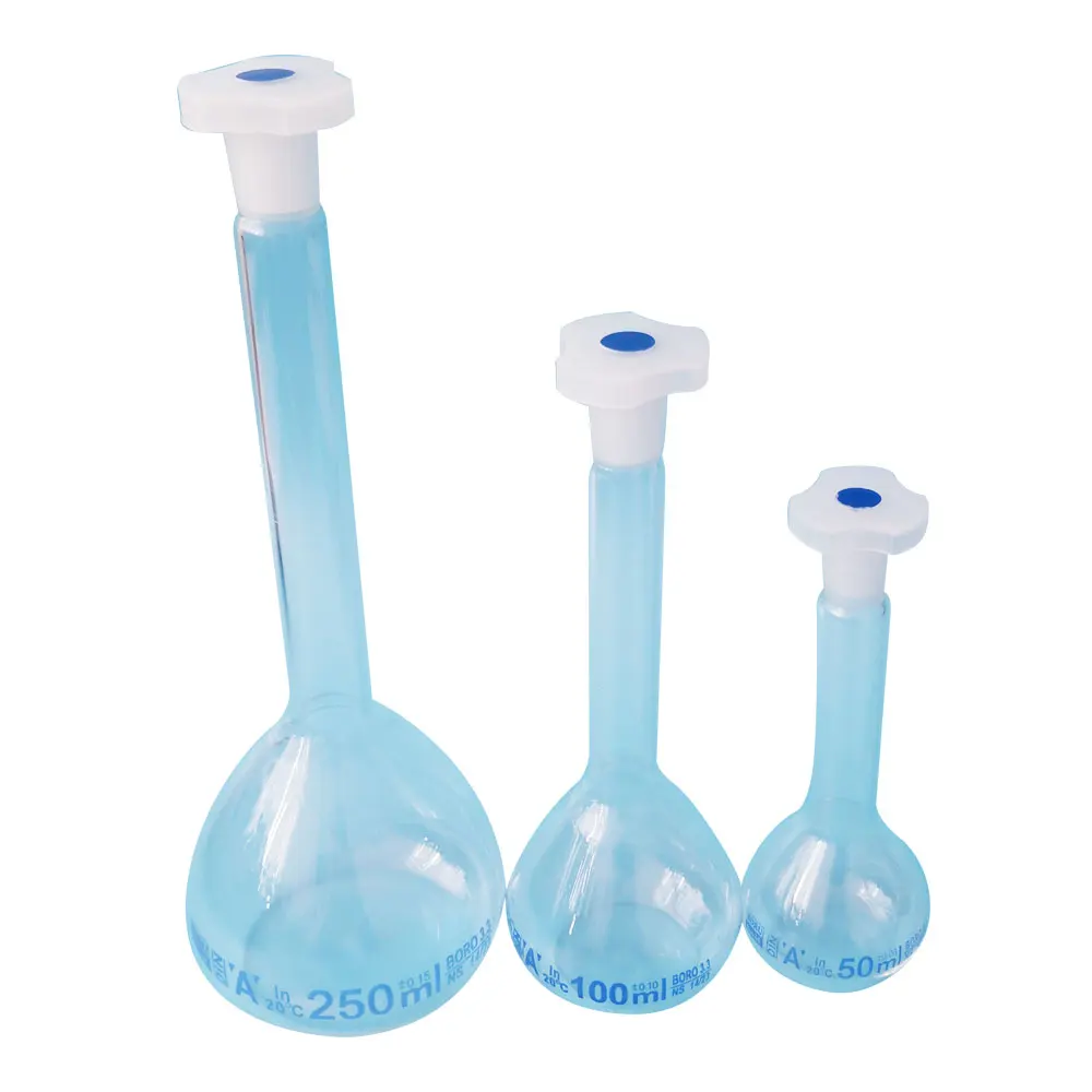 Лабораторная прозрачная стеклянная мерная колба высокой точности, 10 мл, 25 мл, 50 мл, 100 мл, 250 мл, 500 мл, 1000 мл