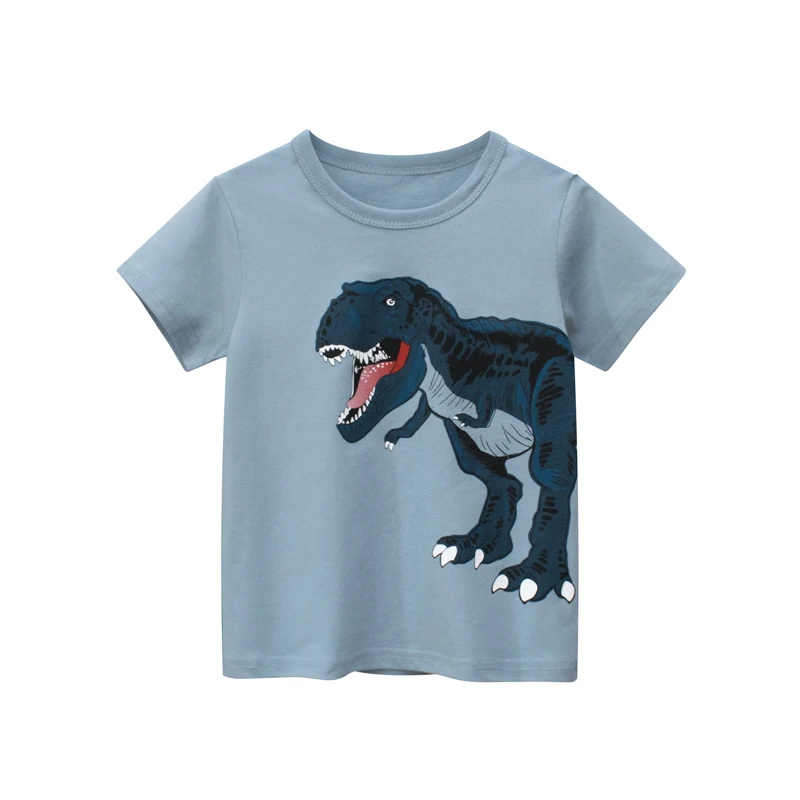 7Yr 8 Years Old Kid Boys Black Dinosaur Graphics Summer Short Sleeve Clothing T-Shirts For Children