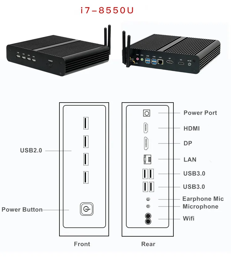 Xingtac i7 четырехъядерный 2 ethernet in-tel мини настольный ПК itx геймерский Windows