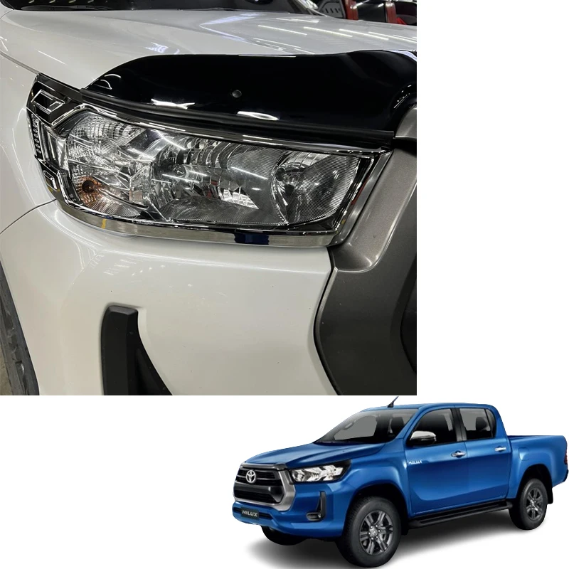 For Toyota Hilux 4X2 2021 2022 2023 Head Tail  Light Cover Chrome Kits Set of 5 Accessories