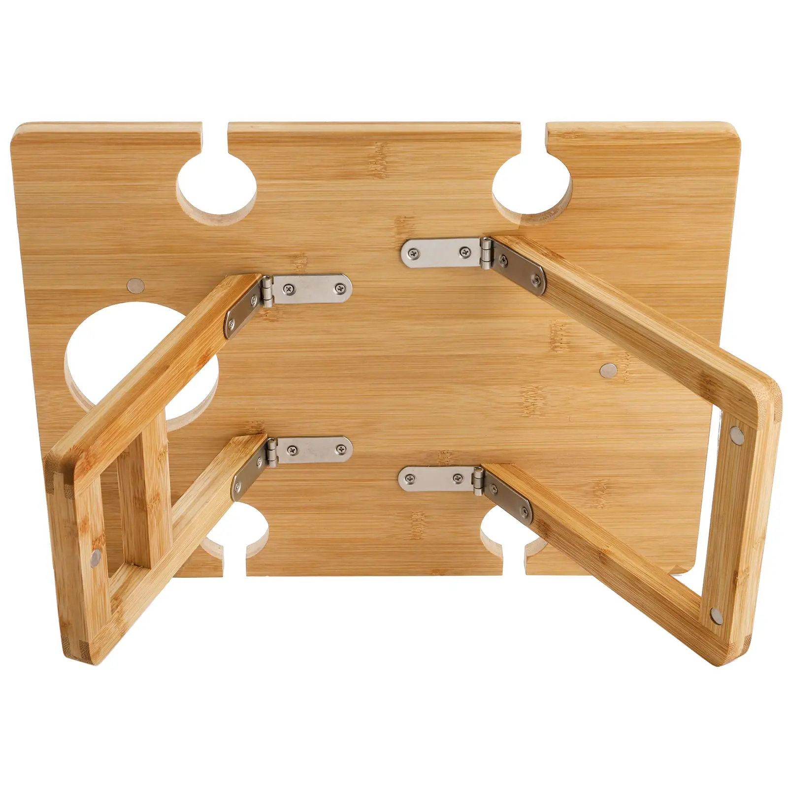 Bamboo Portable Wine Picnic Table with 5 Wine Glasses Holder Foldable Picnic Snack Table Wooden Wine and Snack Table for Picnic