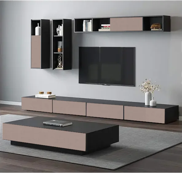 Simple Modern Home Living Room Bedroom Furniture Wooden Storage Wall TV Cabinet TV Stand Coffee Table